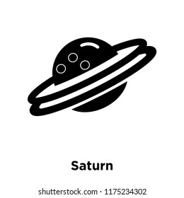 Saturn icon vector isolated on white background, logo concept of Saturn sign on transparent background, filled black symbol