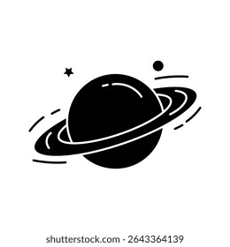 Ícone Saturno branco no plano de fundo