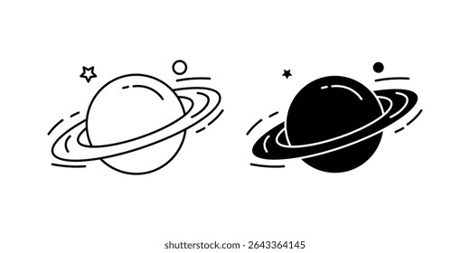 Ícone Saturno branco no plano de fundo