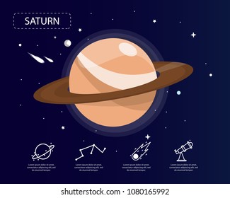 The saturn infographic in universe concept.