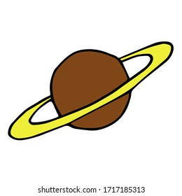 Saturn isolated on white background, vector, hand-drawing