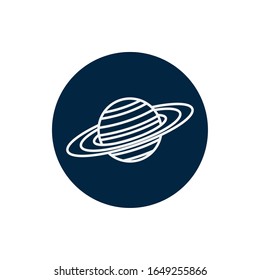 Saturn line block style icon of Space futuristic cosmos outside universe astronomy adventure and exploration theme Vector illustration