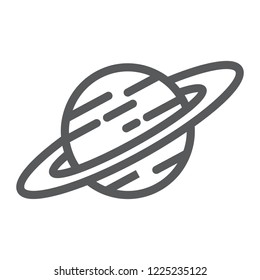 Saturn line icon, astronomy and space, planet sign, vector graphics, a linear pattern on a white background, eps 10.