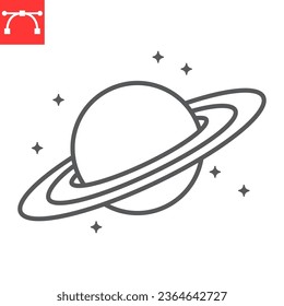 Saturn line icon, cosmos and planet, saturn vector icon, vector graphics, editable stroke outline sign, eps 10.