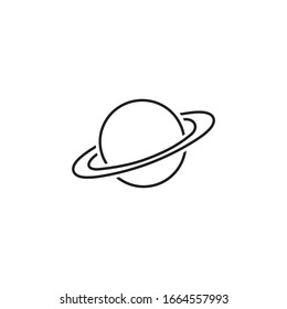 Saturn line icon in flat style. Planet vector illustration on white isolated background. Galaxy space business concept