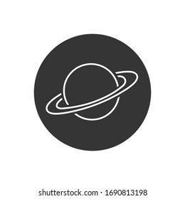 Saturn line icon in flat style. Planet vector illustration on white isolated background. Galaxy space business concept