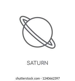 Saturn linear icon. Modern outline Saturn logo concept on white background from ASTRONOMY collection. Suitable for use on web apps, mobile apps and print media.