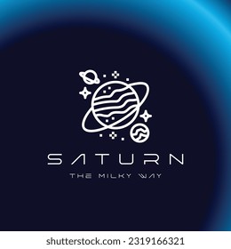 The Saturn logo design incorporates space elements and sleek, geometric shapes, showcasing a futuristic aesthetic.