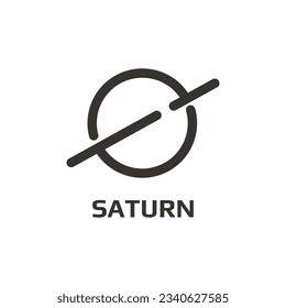 SATURN LOGO IN SIMPLE LINE. PLANET LOGO ICON CONCEPT