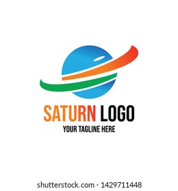 saturn logo vector illustration design template 