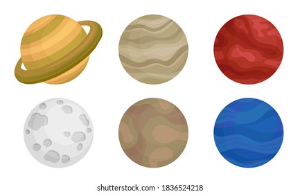 Saturn y luna como conjunto de vectores de planetas de sistema solar