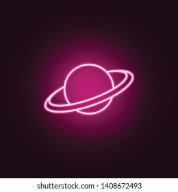 Saturn neon icon. Elements of web set. Simple icon for websites, web design, mobile app, info graphics