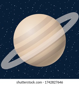 Saturn on blue night sky with star, space, cosmos icon illustration vector