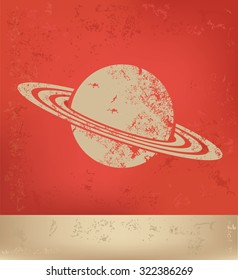 Saturn on red background,poster grunge design