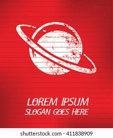 Saturn on red background,poster grunge design
