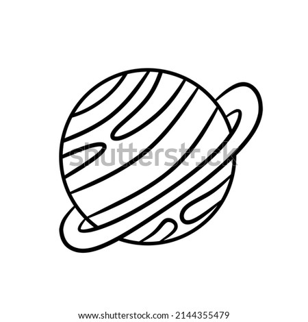 Saturn outline doodle illustration. Suitable for coloring book