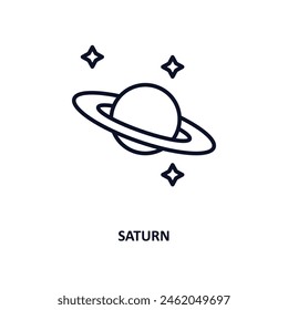 saturn outline icon.  Thin line icon from astronomy collection. Editable vector isolated on white background