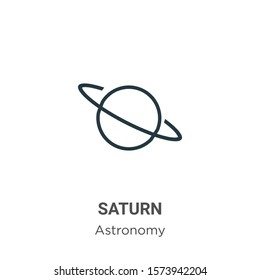 Saturn outline vector icon. Thin line black saturn icon, flat vector simple element illustration from editable astronomy concept isolated on white background