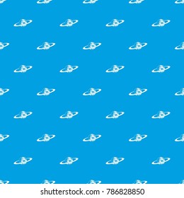 Saturn pattern repeat seamless in blue color for any design. Vector geometric illustration