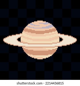 saturn pixel 8 bit planet simple illustration icon for game