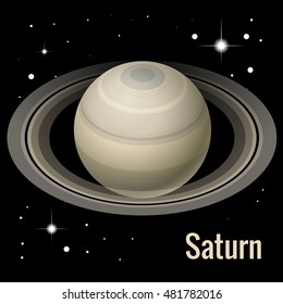 Saturn planet 3d vector illustration. Saturn is the sixth planet from the Sun and the second-largest in the Solar System. Gas giant. Saturn is named after the Roman god of agriculture