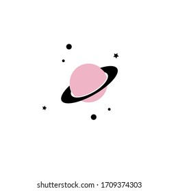 Saturn Planet with abstract galaxy vector