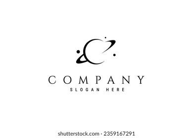 Saturn planet abstract logo design illustration