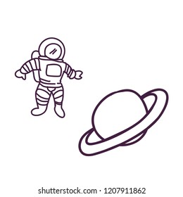 saturn planet with astronaut
