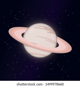 Saturn planet cartoon vector clip-art, isolated cute illustration.