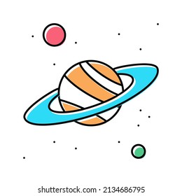 saturn planet color icon vector. saturn planet sign. isolated symbol illustration