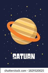 Saturn Planet design, Planet Design and space element on universe background. Vector illustration in cartoon style. space kids.