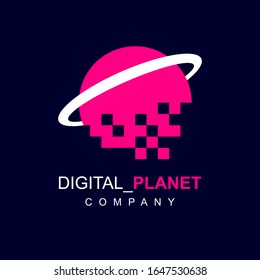 Saturn Planet Digital Pixel Logo