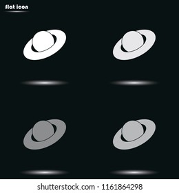 Saturn planet flat grayscale vector icon.