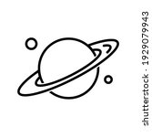 Saturn planet flat icon. Pictogram for web. Line stroke. Isolated on white background. Vector eps10