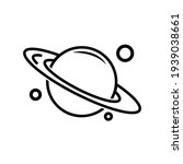 Saturn planet flat icon. Pictogram for web. Line stroke. Isolated on white background. Vector eps10