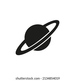 Saturn planet flat icon. Pictogram for web. Line stroke. Isolated on white background. Galaxy space business concept. Logo template. Saturn with ring. Sixth planet from Sun. Solar system.