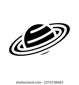 Sättigte Planet-Glyphsymbol-Vektorgrafik. Sättigungsschild auf dem Planeten. einzelne Symbolillustration