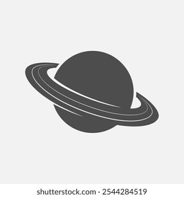 Ícone gráfico do planeta Saturno. Sinal isolado abstrato sobre fundo branco. Ilustração vetorial 