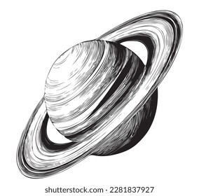 Dibujo plano a mano Saturno Dibujo gráfico Espacio