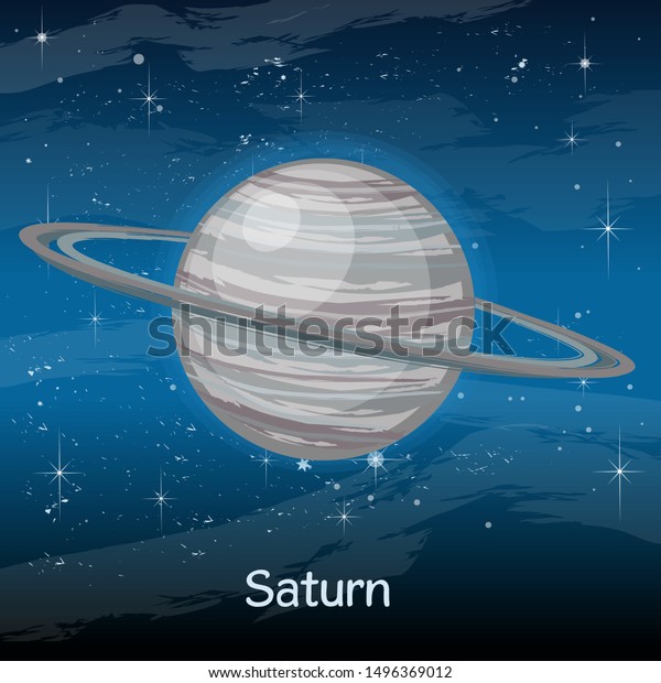 Saturn Planet. High Quality Detailed\
Illustration of Solar System Planets. Cosmos Universe Spherical\
Star Objects. Astrology for Kids.  Astronomical Galaxy Space for\
Kids. Cartoon Vector\
Illustration