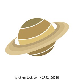 Saturn planet icon. Cartoon illustration isolated on a pure white background drawn by hand. Color vector.