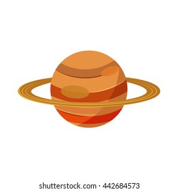 Saturn Planet Icon In Cartoon Style On A White Background