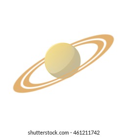 Saturn planet icon in cartoon style on a white background
