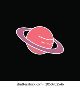 Saturn planet icon. Cartoon Saturn planet vector icon for web design isolated on black background