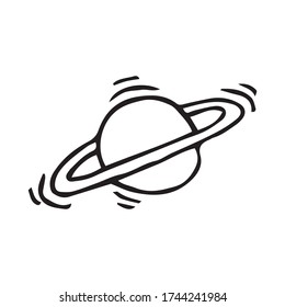 Saturn planet icon. Cartoon of saturn planet vector icon for web design isolated on white background. Coloring page.