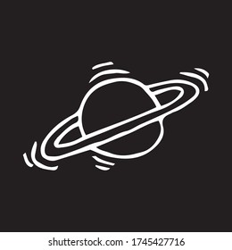 Saturn planet icon. Cartoon of saturn planet vector icon for web design isolated on black background.