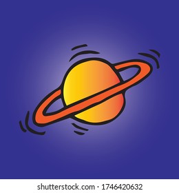 Saturn planet icon. Cartoon of saturn planet vector icon for web design isolated on blue background.
