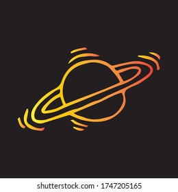 Saturn planet icon. Cartoon of saturn planet vector icon for web design isolated on black background.