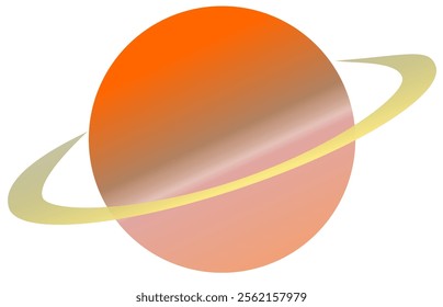 saturn planet icon with gradient color vector illustration animated cartoon