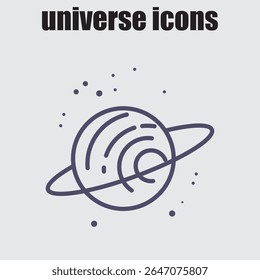 Ilustração do ícone do planeta Saturno, perfeita para adicionar um toque cósmico a projetos relacionados a projetos espaciais, científicos ou tecnológicos.	
